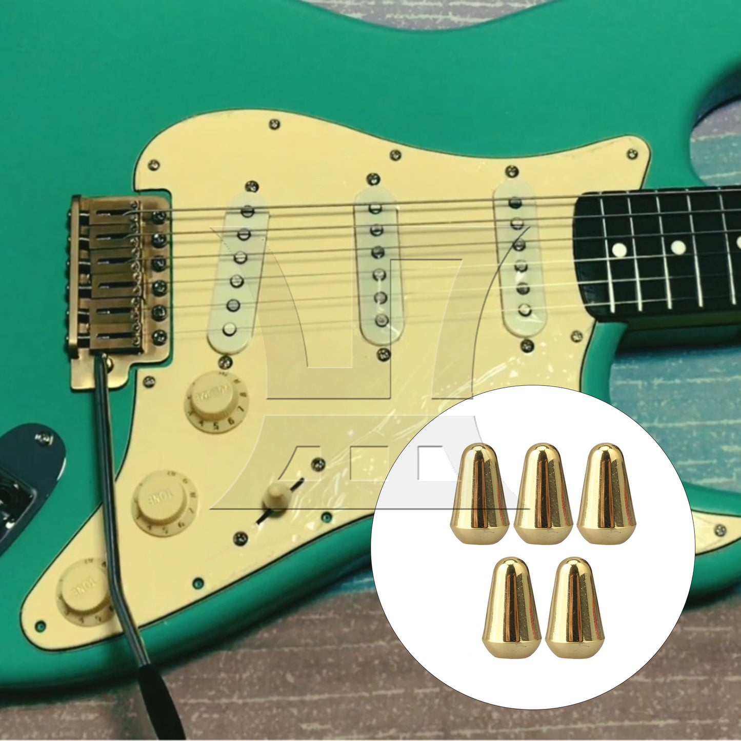 BQLZR Golden Plastic Guitar 5 Way Toggle Switch Caps 3.5mm Slot Replacement Par