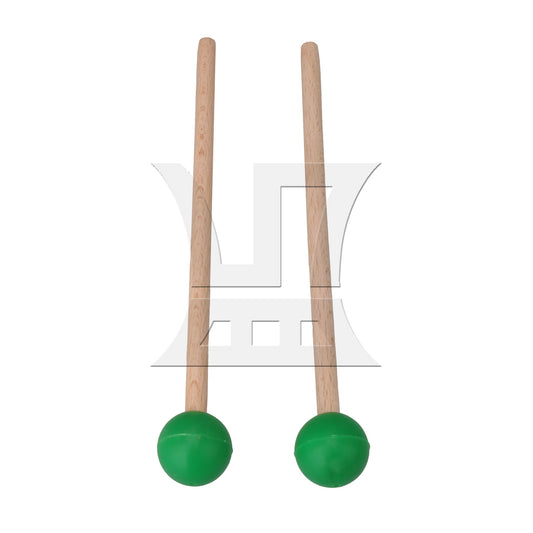 2Pieces Percussion Green Mallets Rubber Head Drum Sticks with Wooden Handle