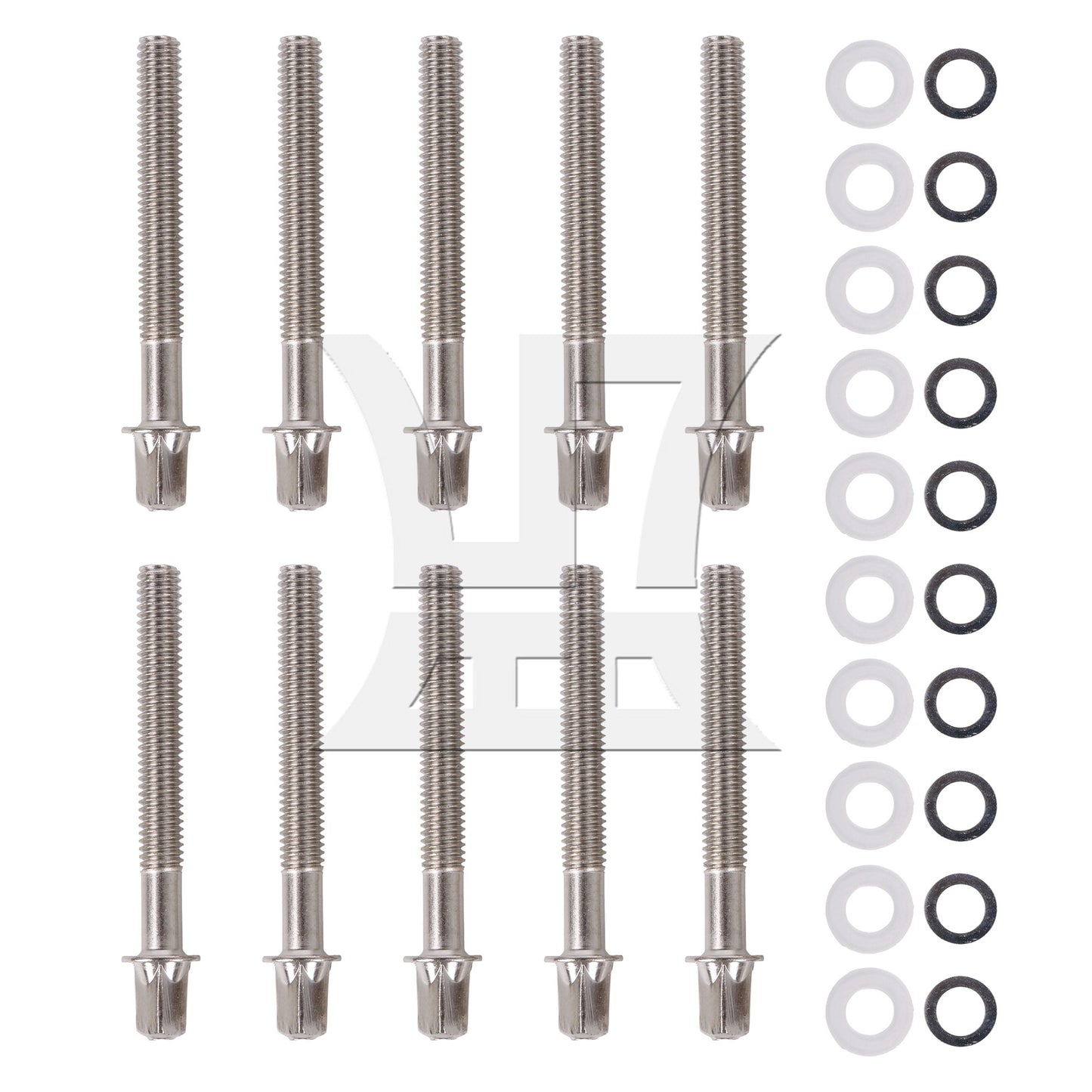 10Pieces Metal Drum Kit Screw Tight Tension Rod M6x50mm with Gasher for Snare
