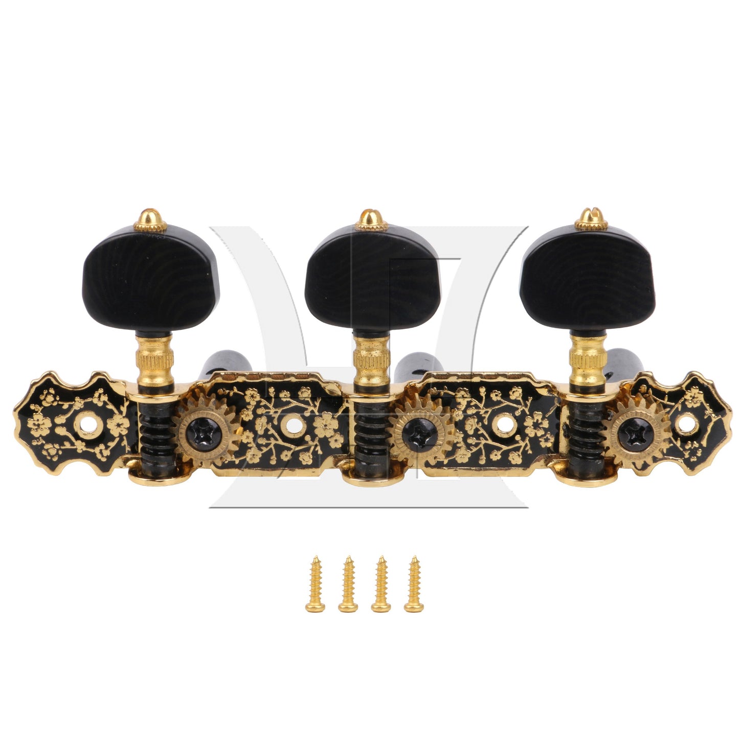 Classical Guitar String Tuning Peg Machine Heads w/ Gold Screws 3 Left Black
