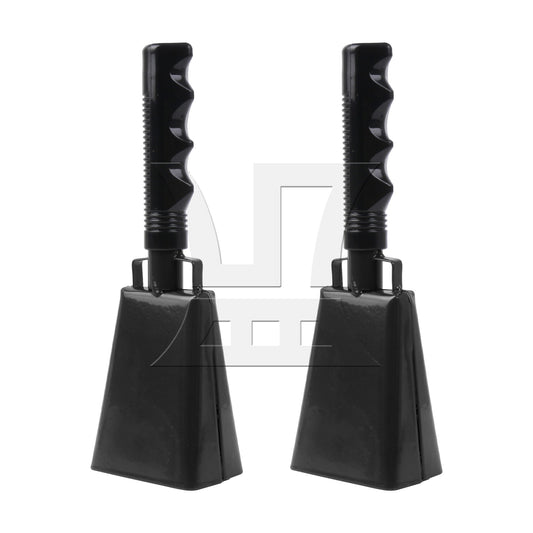 2Pieces Metal Cowbells 8.86 Inch for Game Party Concert Hand Percussion Black