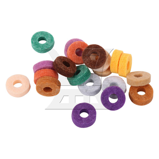 20Pieces Cymbal Felts Hi-Hat Clutch Felt 25mm OD x 10mm ID x 8mm T Multicolor