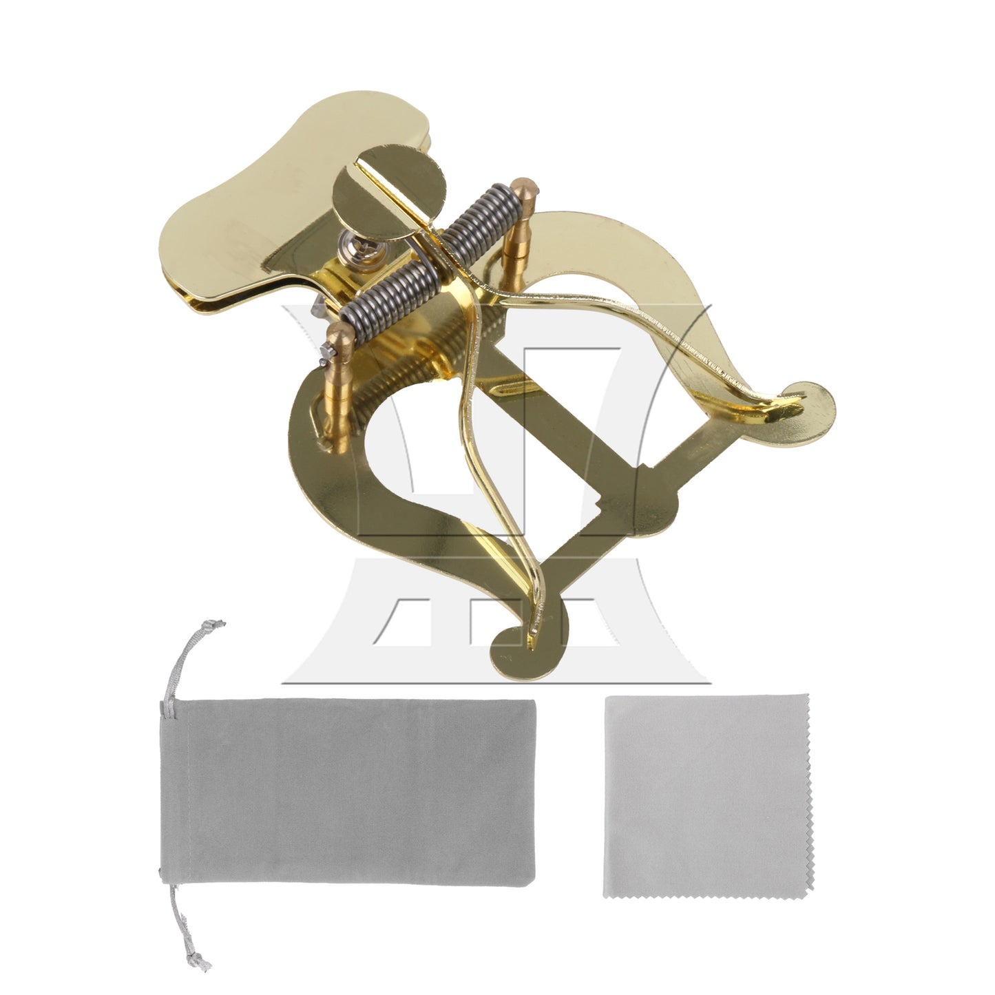 BQLZR Trombone Marching Lyre Clamp On Gold Plating Clip Set with Swab & Storage Bag