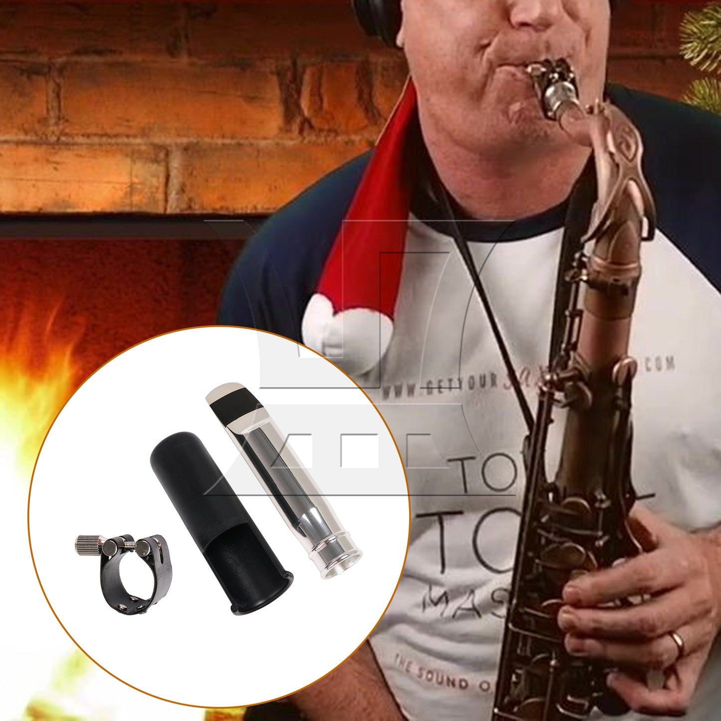 BQLZR Tenor Sax Mouthpiece 9# Clamp Cap for Pop Music w/ Thumb Hook Rest Part Set