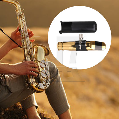 BQLZR Tenor Saxophone Mouthpiece 6# Clamp Cap Kit for Jazz & Pop Music Gold Plated