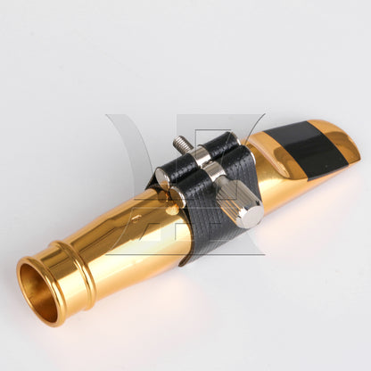 BQLZR Tenor Saxophone Mouthpiece 6# Clamp Cap Kit for Jazz & Pop Music Gold Plated