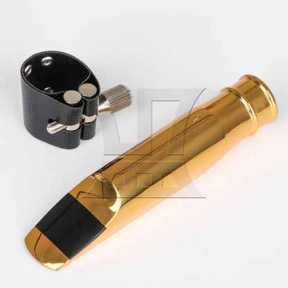BQLZR Tenor Saxophone Mouthpiece 6# Clamp Cap Kit for Jazz & Pop Music Gold Plated