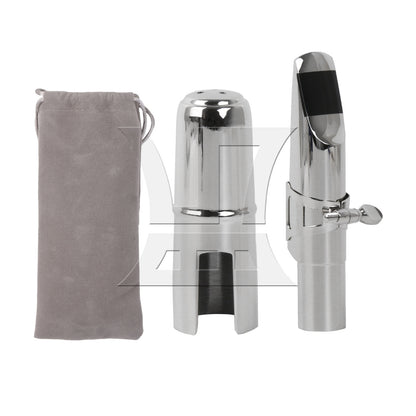 BQLZR Yibuy Tenor Saxophone Sax Mouthpiece with Square Ligature Silver 6# B-Flat