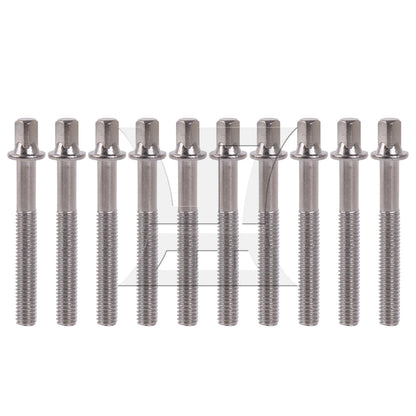 BQLZR 10 Pieces Drum Tension Rods M6x45mm Replacement Drum Kit Screws Silver