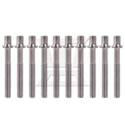BQLZR 10 Pieces Drum Tension Rods M6x45mm Replacement Drum Kit Screws Silver
