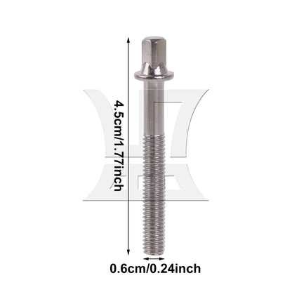 BQLZR 10 Pieces Drum Tension Rods M6x45mm Replacement Drum Kit Screws Silver