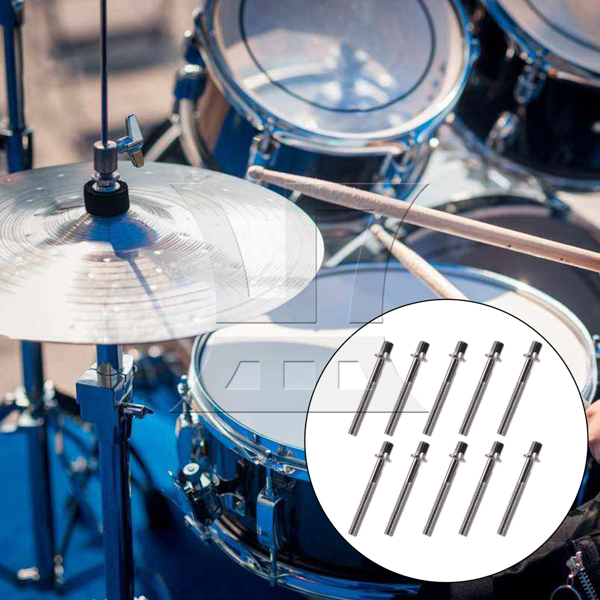 BQLZR 10 Pieces Drum Tension Rods M6x45mm Replacement Drum Kit Screws Silver