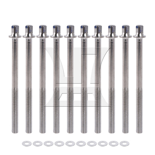 10PCS Metal Drum Tension Rods M6x90mm Replacement Drum Kit Screws Silver