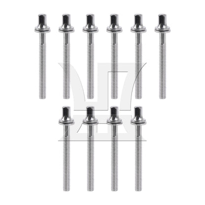 BQLZR 1/5 Inch Drum Percussion Tension Rods Screw 50mm with Gaskets Silver