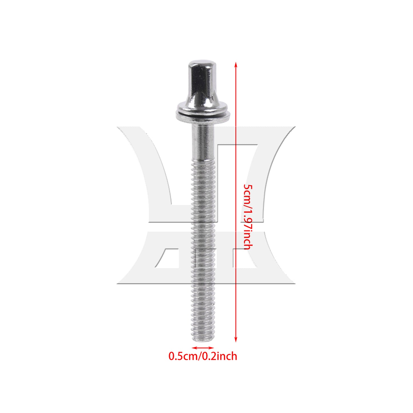 BQLZR 1/5 Inch Drum Percussion Tension Rods Screw 50mm with Gaskets Silver