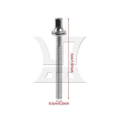 BQLZR 1/5 Inch Drum Percussion Tension Rods Screw 50mm with Gaskets Silver