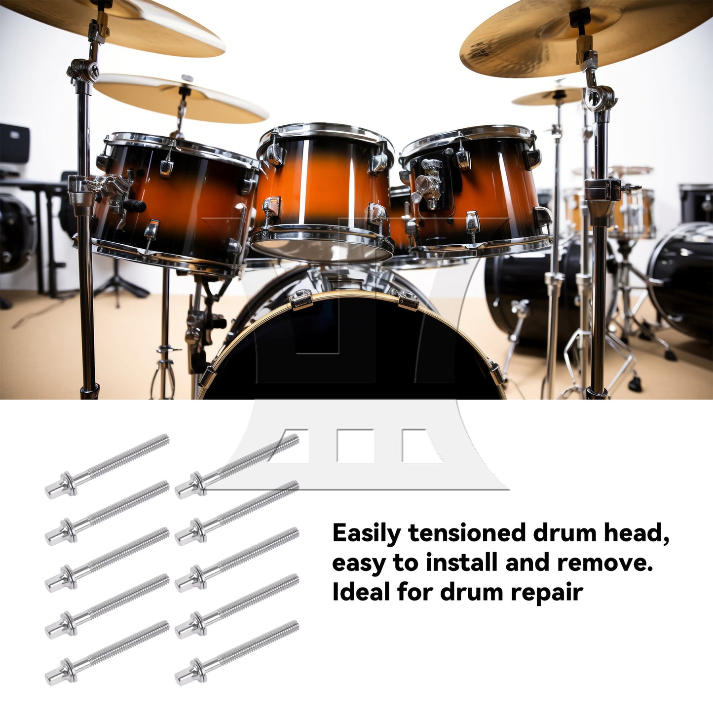 BQLZR 1/5 Inch Drum Percussion Tension Rods Screw 50mm with Gaskets Silver