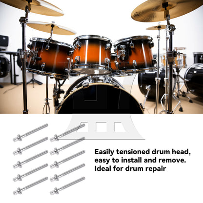 BQLZR 1/5 Inch Drum Percussion Tension Rods Screw 50mm with Gaskets Silver