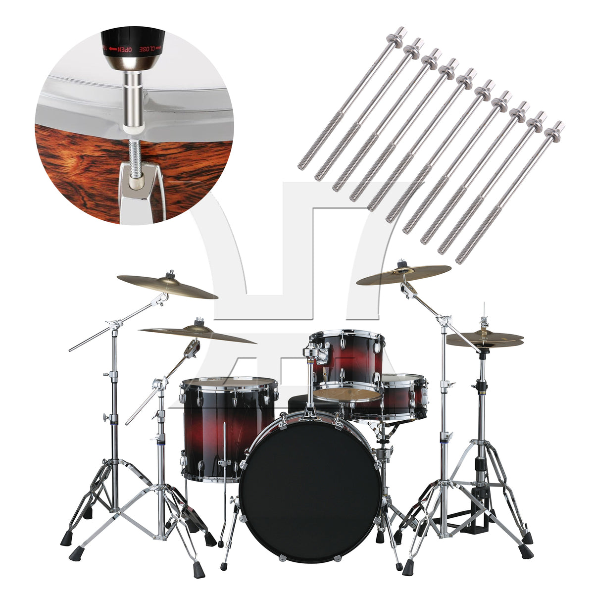 BQLZR 10 Pieces Bass Drum Tension Rods Iron 1/5 Inch 100mm for Percussion Hardware