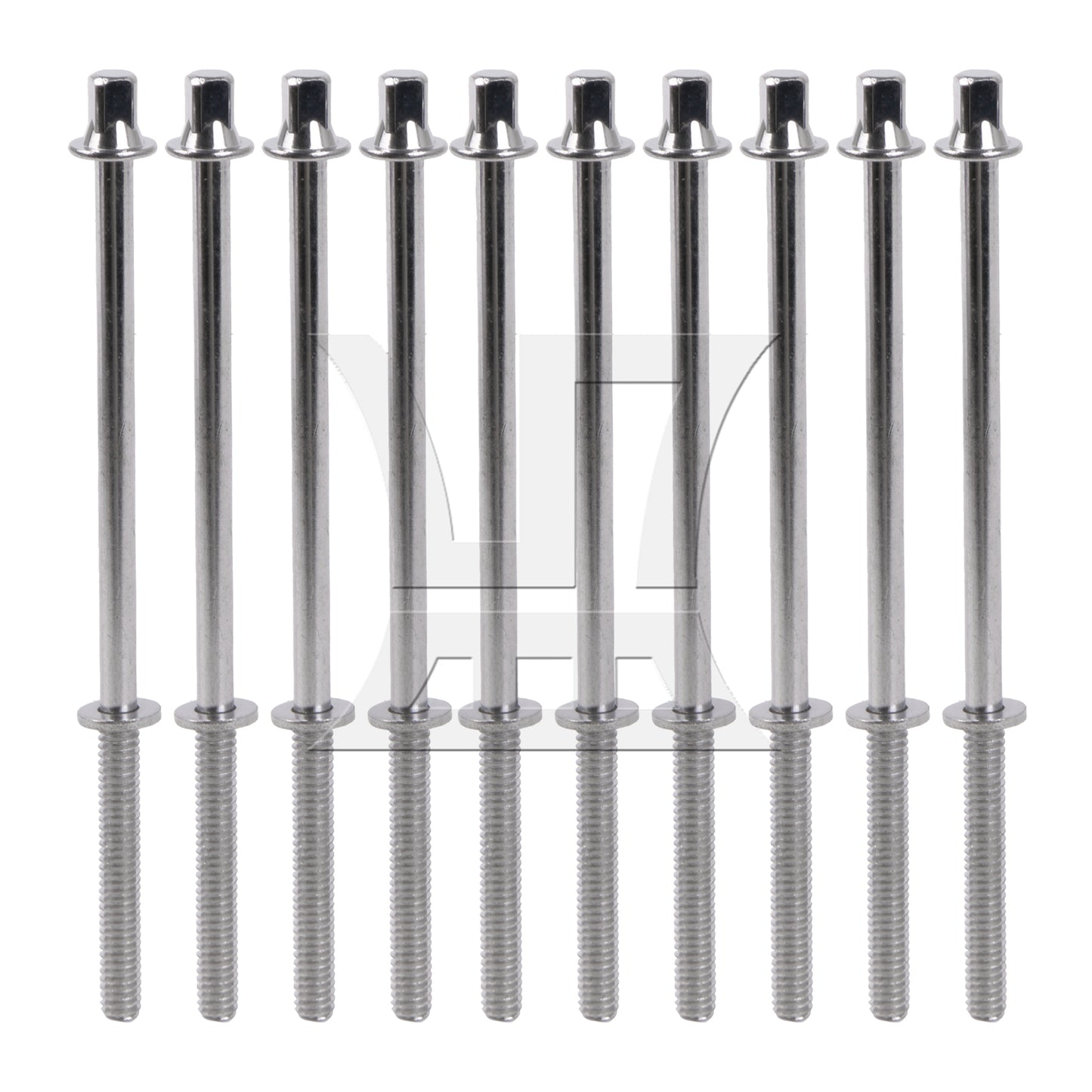 BQLZR 10 Pieces Drum Parts Tension Screws Rods 1/5 Inch Thread 110mm with Gaskets