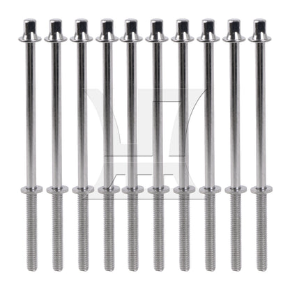 BQLZR 10 Pieces Drum Parts Tension Screws Rods 1/5 Inch Thread 110mm with Gaskets