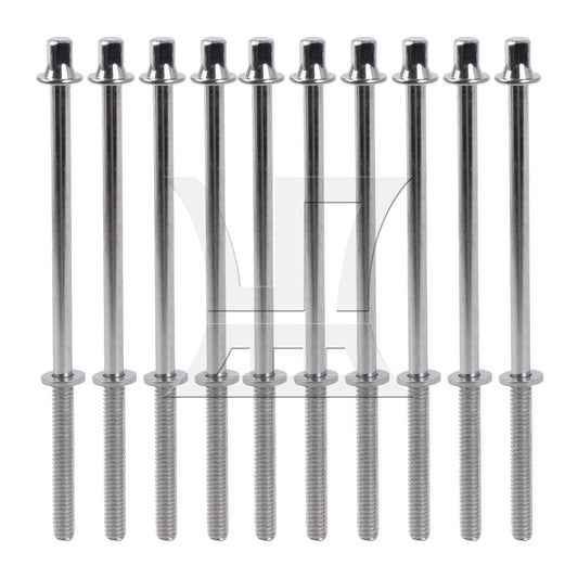 BQLZR 10 Pieces Drum Parts Tension Screws Rods 1/5 Inch Thread 110mm with Gaskets