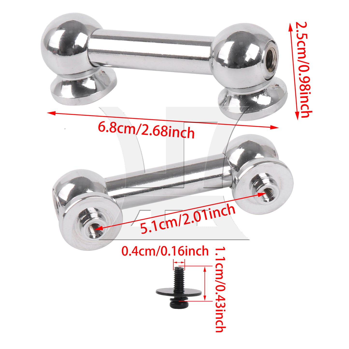 BQLZR Professional Metal Drum Lug Double Ends Set for Percussion 2.01 Inch Silver