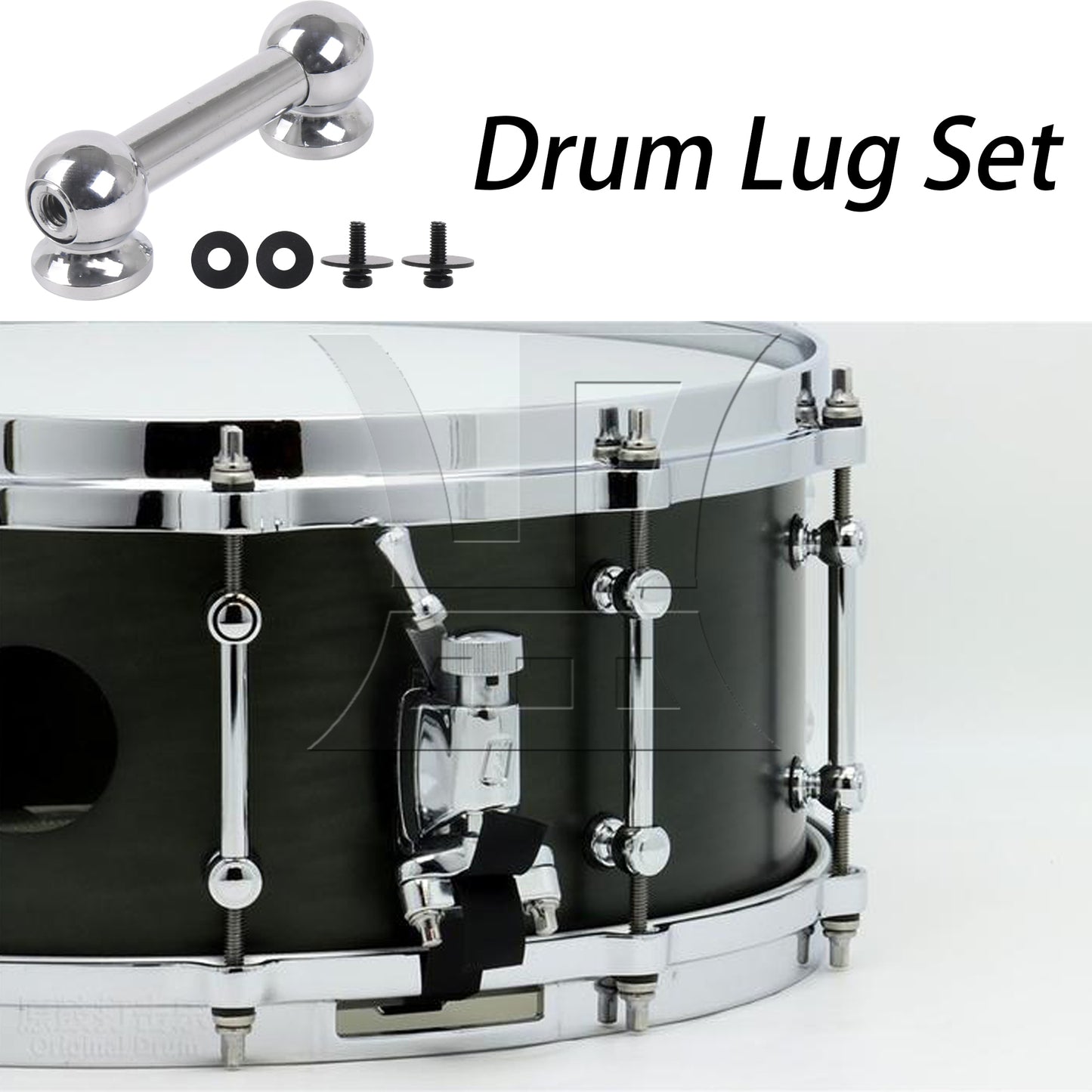 BQLZR Professional Metal Drum Lug Double Ends Set for Percussion 2.01 Inch Silver