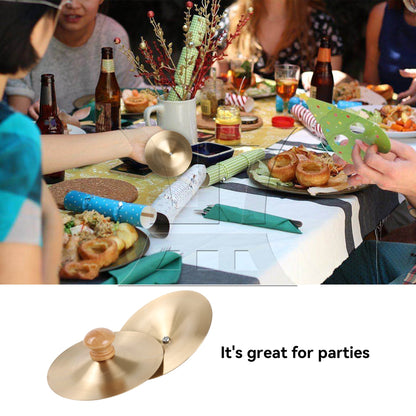 2 Pieces Mini Belly Dance Finger Hand Cymbals for Party 3.54 Inch Dia Golden