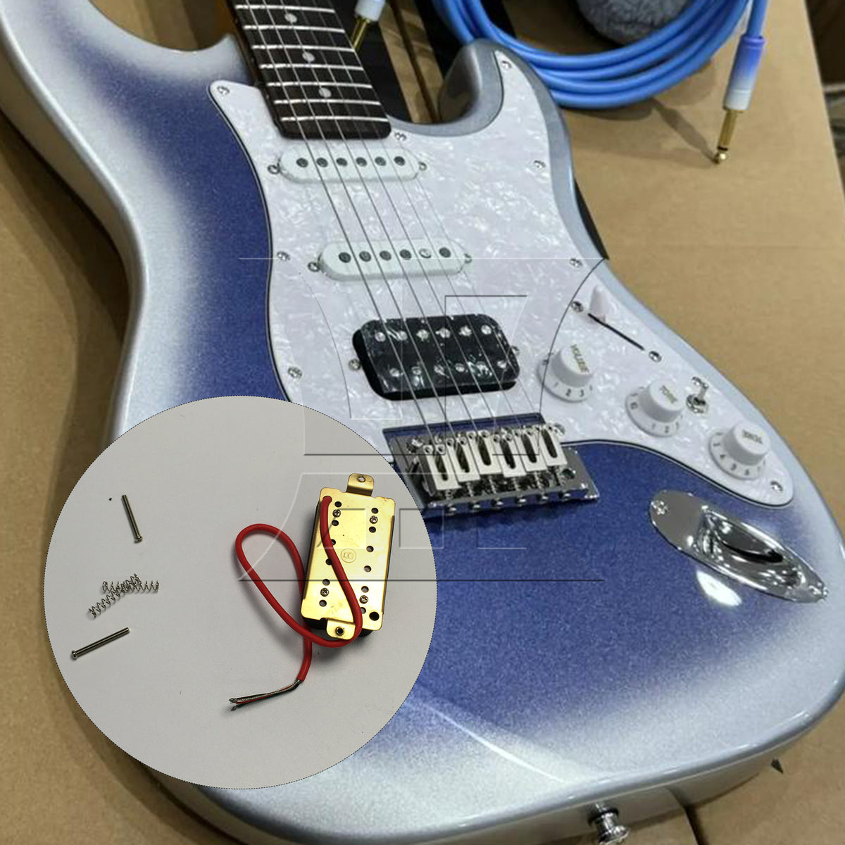 BQLZR 1pc Electric Guitar Double Coil Board Pickup Black Red Wire Musical Instrument Accessories