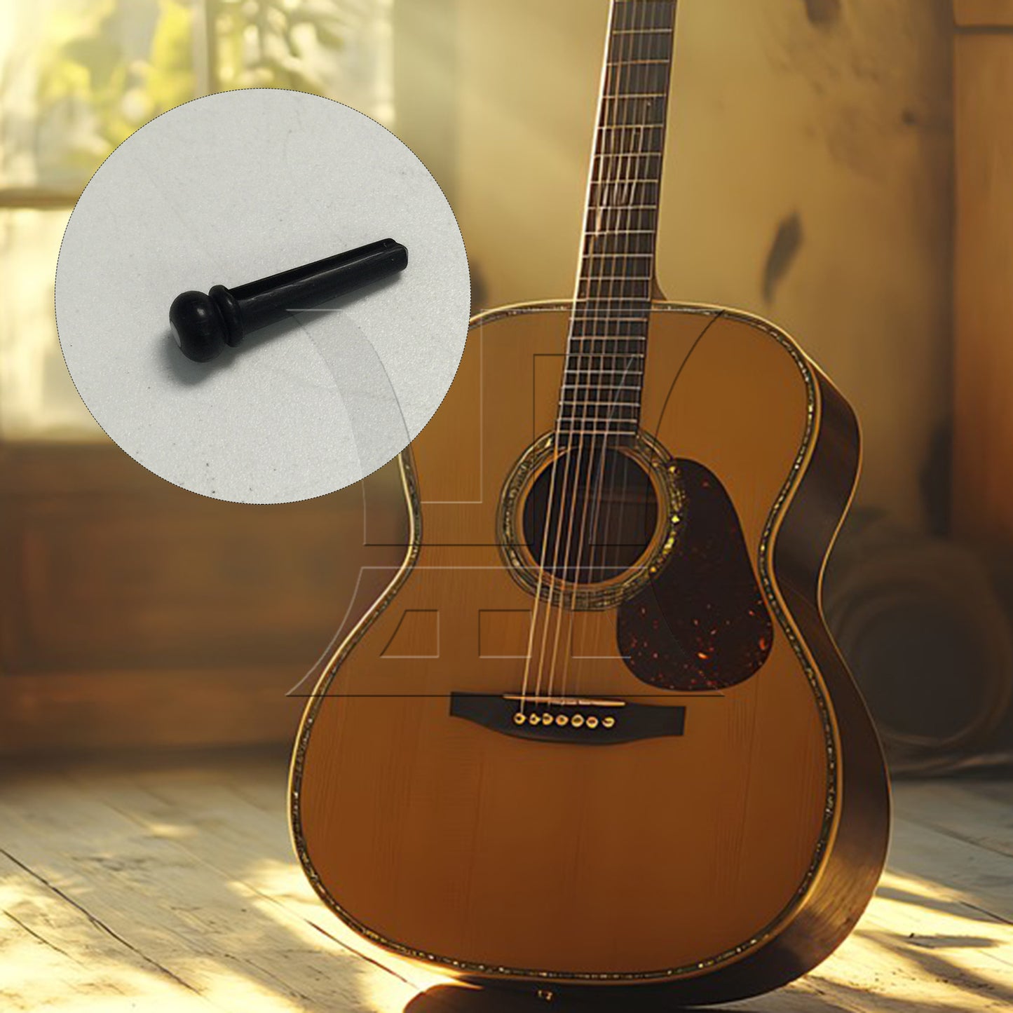 BQLZR 1pc Folk Guitar Ebony Bridge Pin For Guitar Repair Replacement