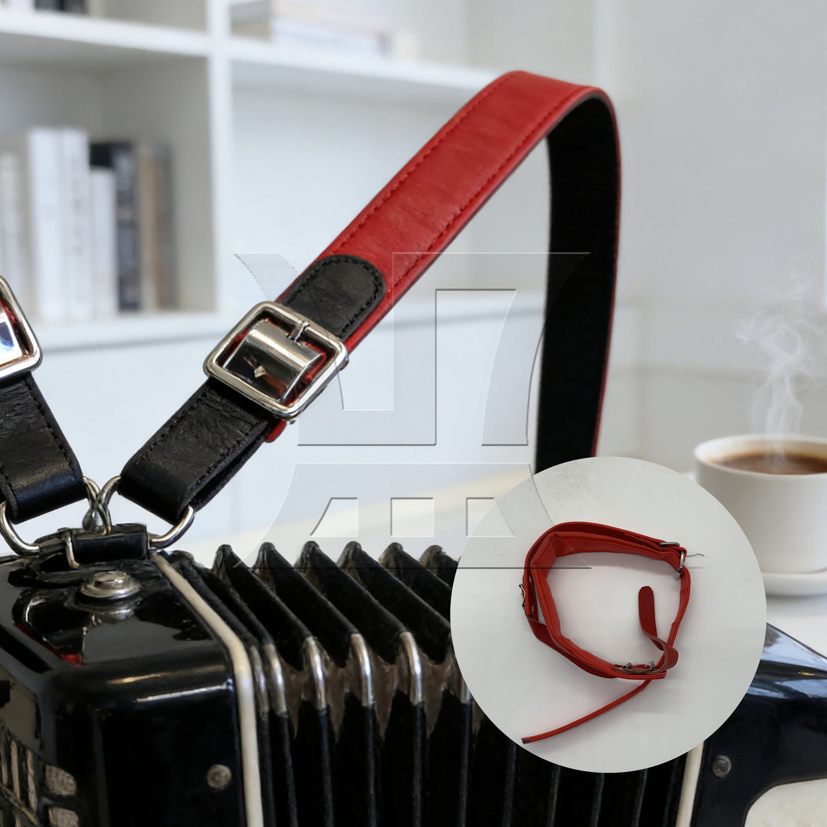 BQLZR 1pc Artificial Leather Accordion Strap Red for Accordion Strap Replacement
