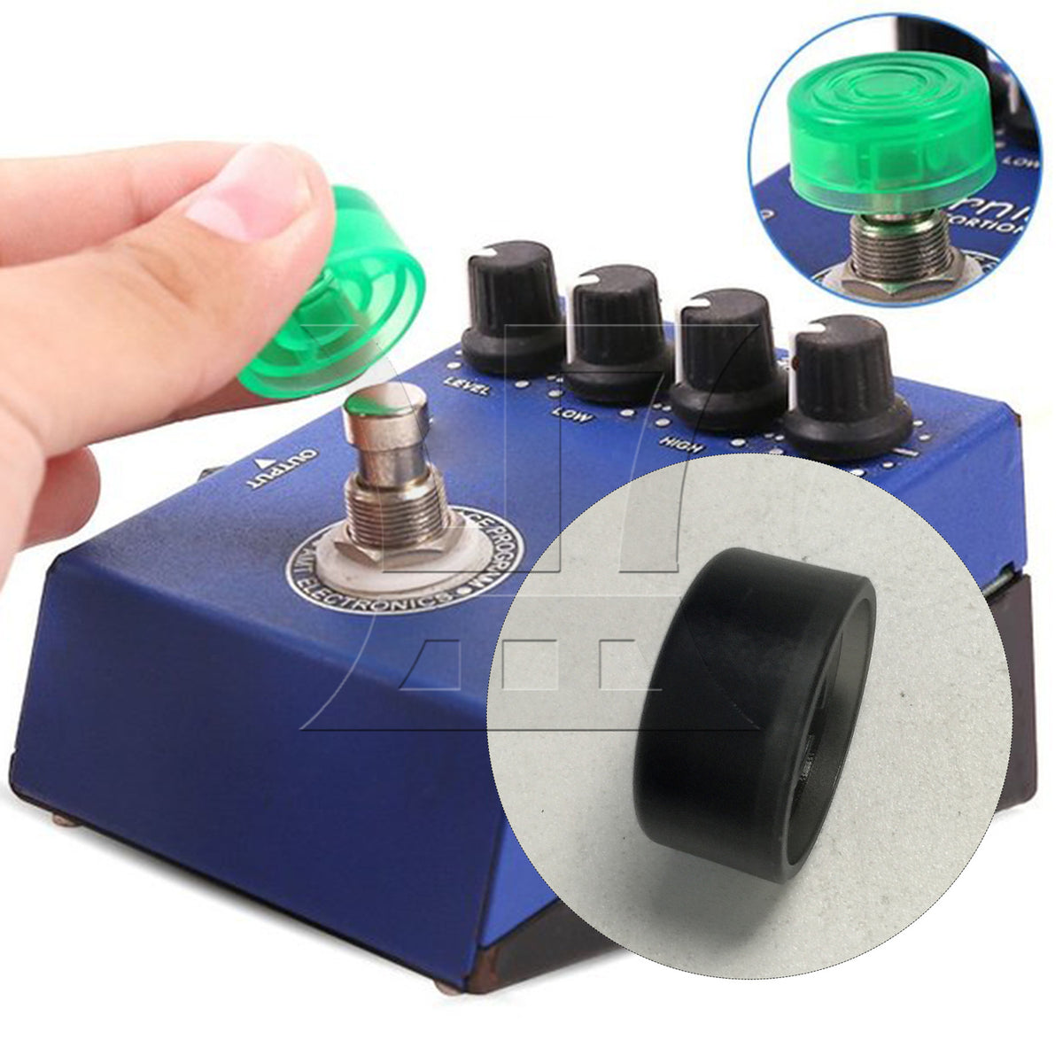 BQLZR 1pc Electric Guitar Effect Pedal Knob Cap Black Nail Cap
