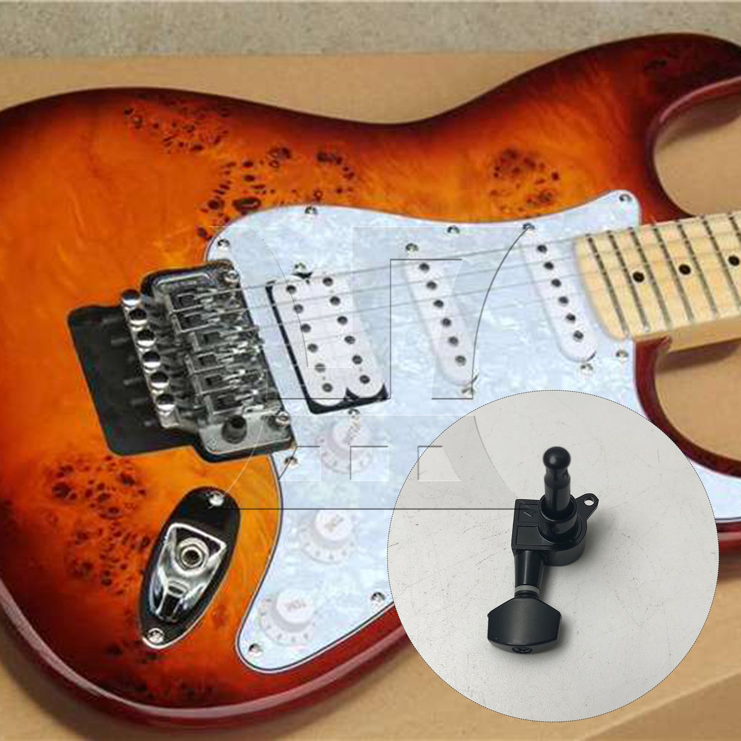 BQLZR 1pc Small Square Guitar String Tuner Peg Right Black for Electric Guitar