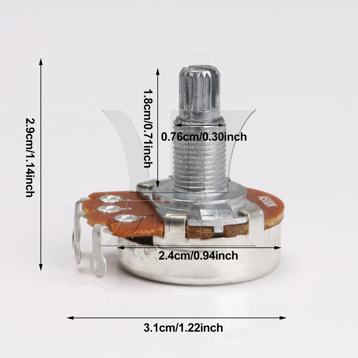 BQLZR 1pc Electric Guitar Potentiometer Shaft Length 18mm A500K Chrome for Electric Guitar Repair Replacement Parts