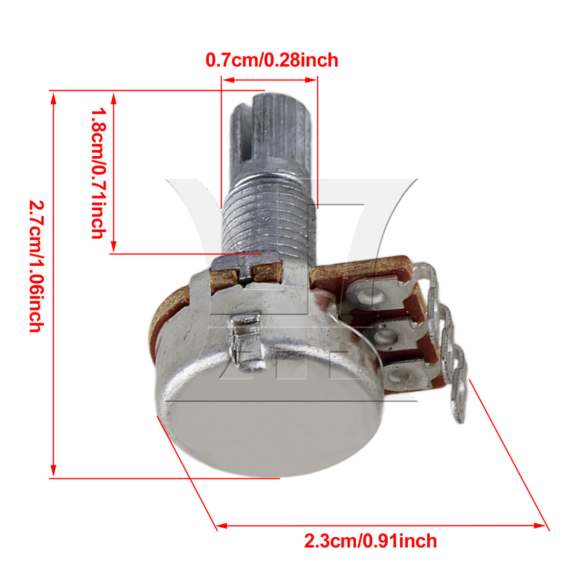 BQLZR 1pc A250K Tone Potentiometer Long Axis 18mm Chrome Color for Guitar Volume Tone Adjustment Potentiometer