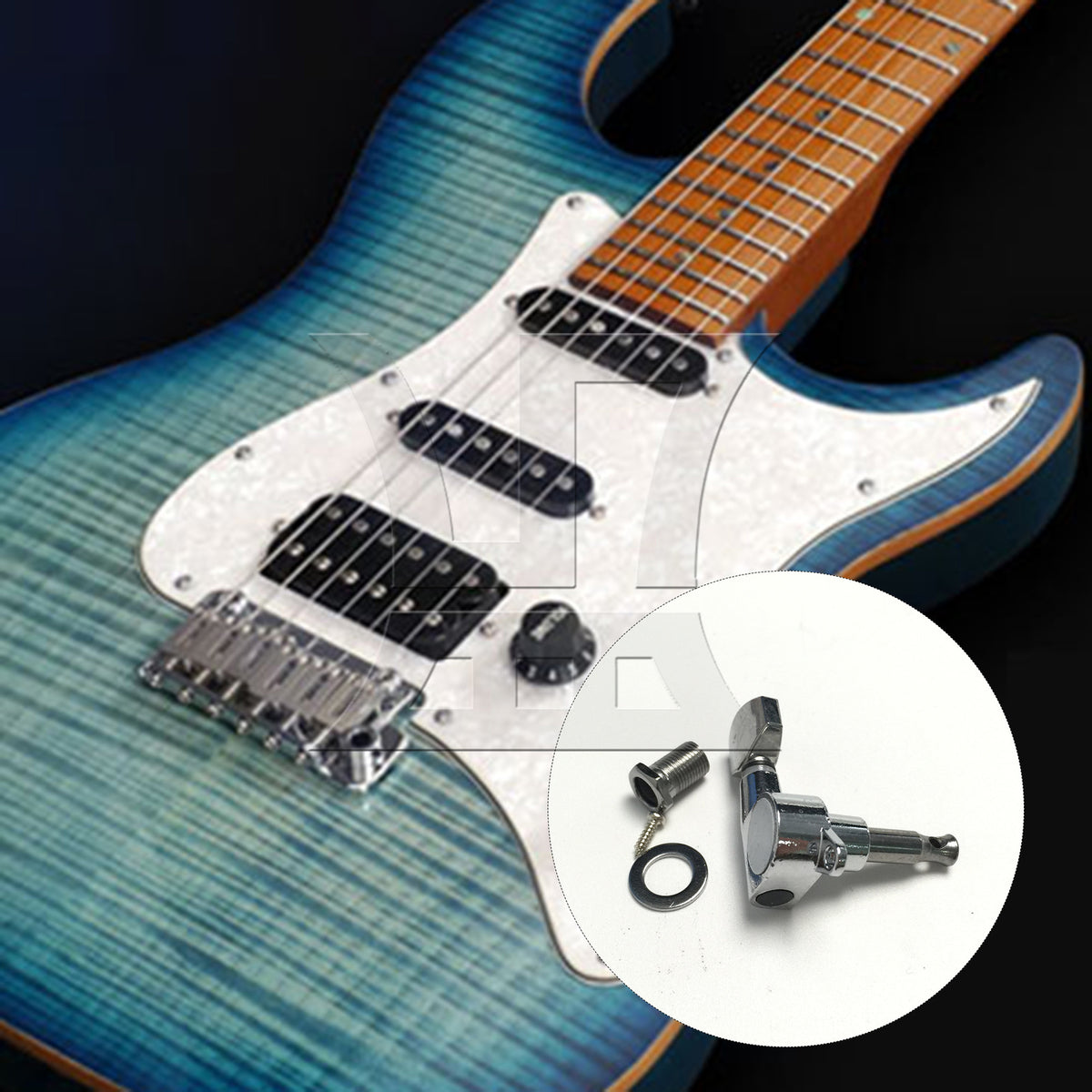 BQLZR 1pc  Electric Guitar Small Square Head Guitar String Tuner Button Chrome Right Musical Instrument Accessories