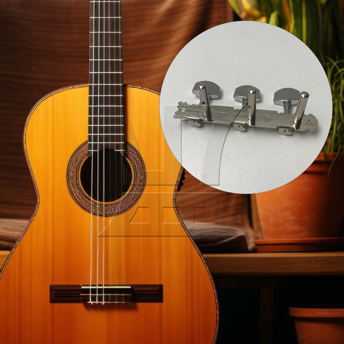 BQLZR 1pc Classical Guitar Tuning Peg Chrome Right Classical Guitar Winder Buttons