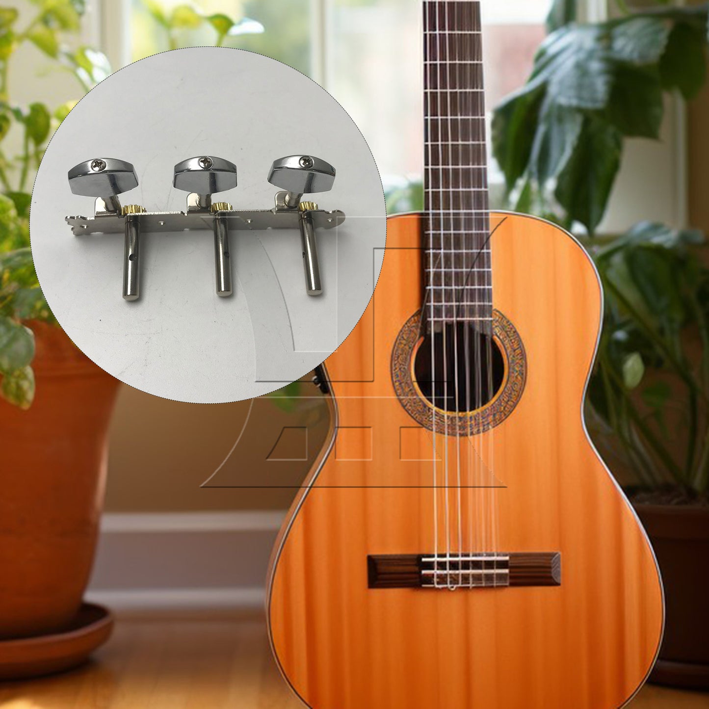 BQLZR 1pc Classical Guitar Tuning Peg Chrome Right Classical Guitar Winder Buttons