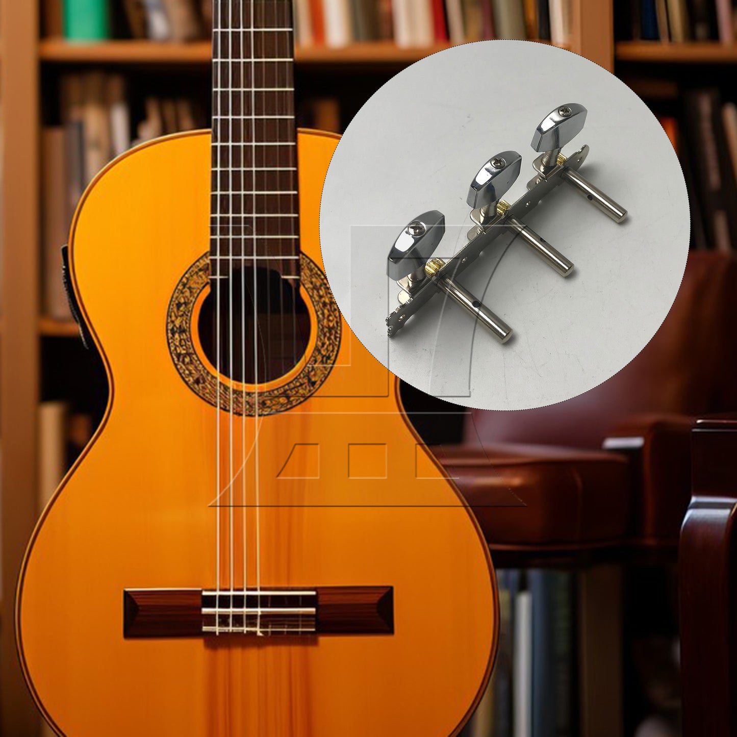 BQLZR 1pc Classical Guitar Tuning Peg Chrome Right Classical Guitar Winder Buttons
