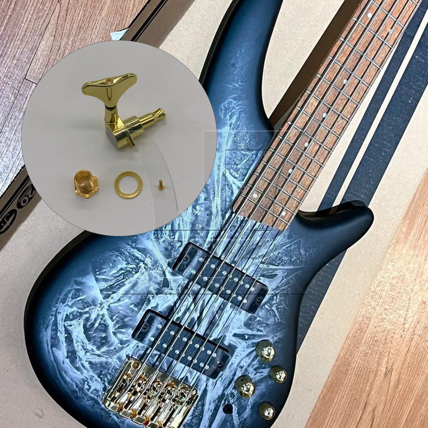 BQLZR 1pc Bass Tuning Peg Golden Right Fully Closed Button of Electric Bass