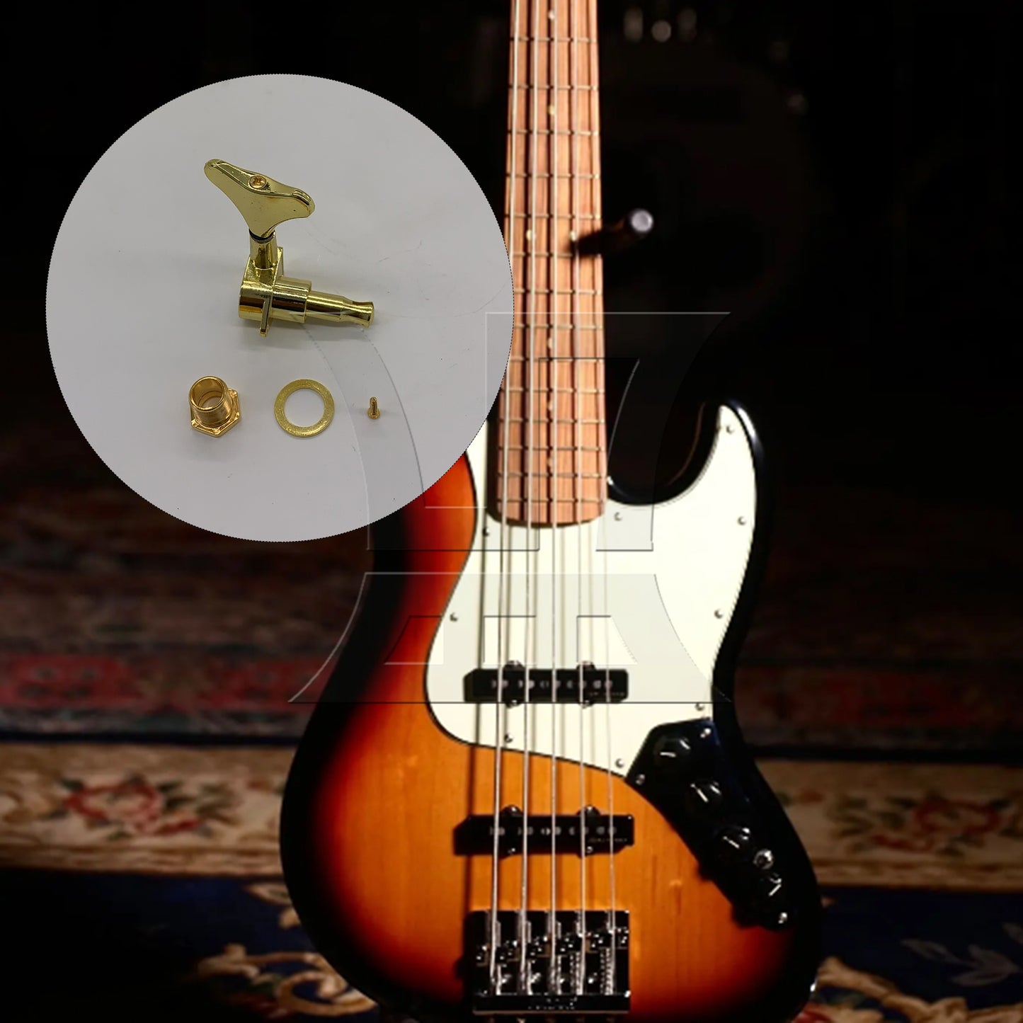 BQLZR 1pc Bass Tuning Peg Golden Right Fully Closed Button of Electric Bass