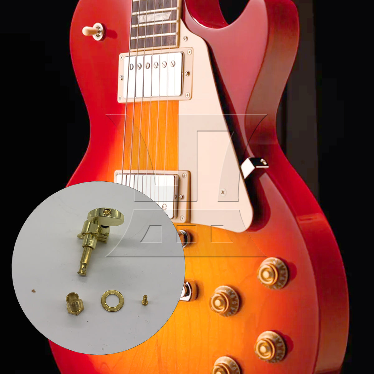 BQLZR 1pc String Tuning Peg Semicircular Golden Right Fully Closed Knob of Electric Guitar
