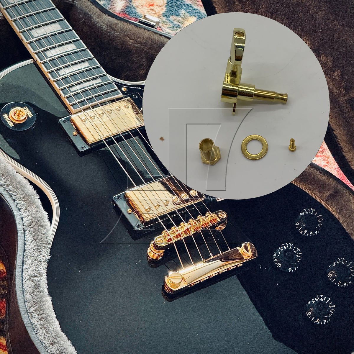 BQLZR 1pc String Tuning Peg Semicircular Golden Right Fully Closed Knob of Electric Guitar