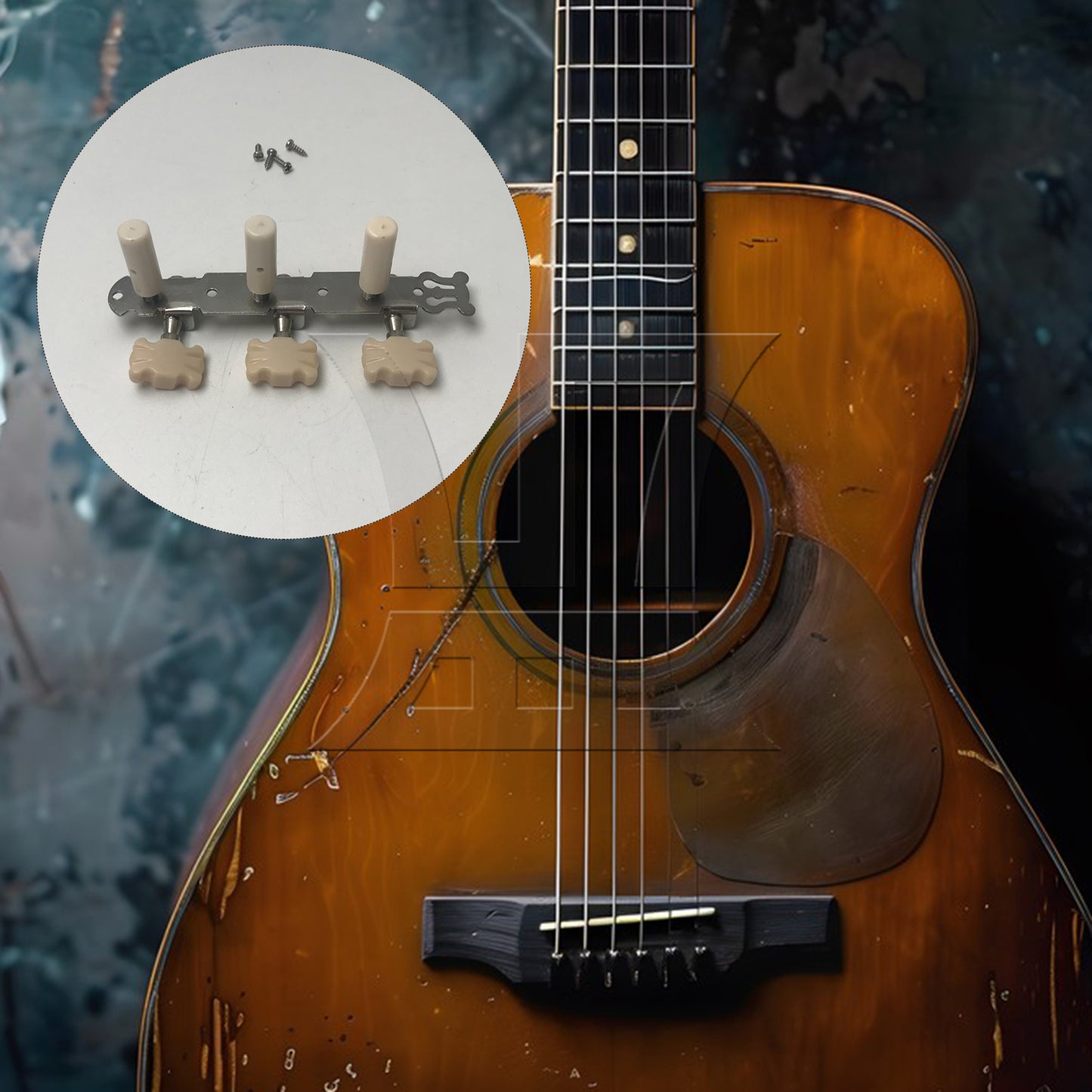 BQLZR 1pc Classical Guitar Beige Flower Head Plastic Column Triple Tuner Peg Chrome Right Musical Instrument Accessories