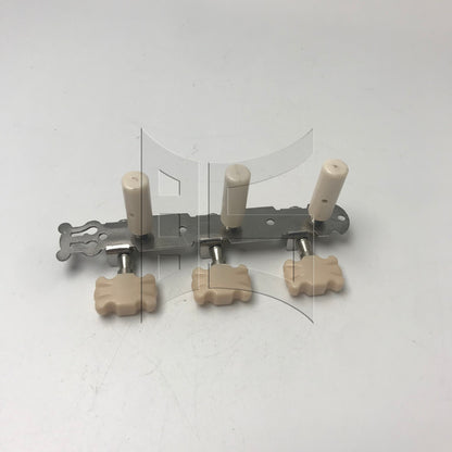 BQLZR 1pc Classical Guitar Beige Flower Head Plastic Column Triple Tuner Peg Chrome Left for Classical Guitar