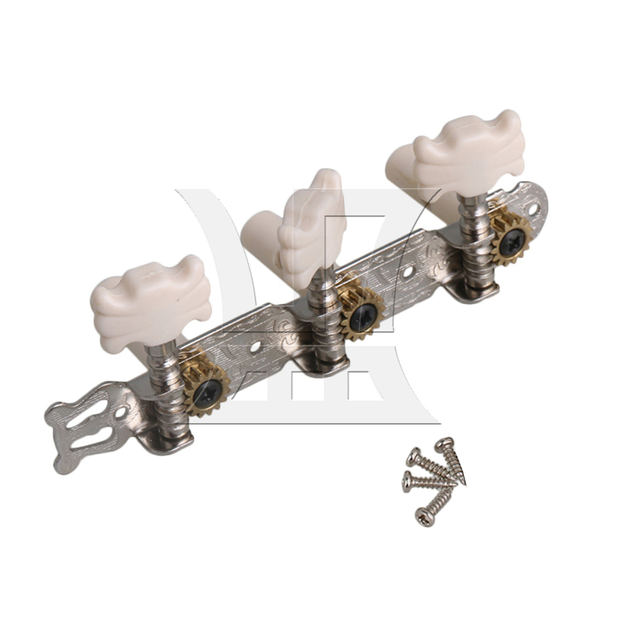 BQLZR 1pc Classical Guitar Beige Flower Head Plastic Column Triple Tuner Peg Chrome Left for Classical Guitar