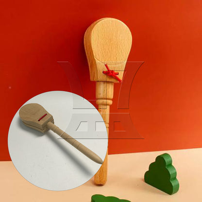 BQLZR 1Pcs Orff Percussion Instrument Children's Wooden Castanets with Handle Primary Color