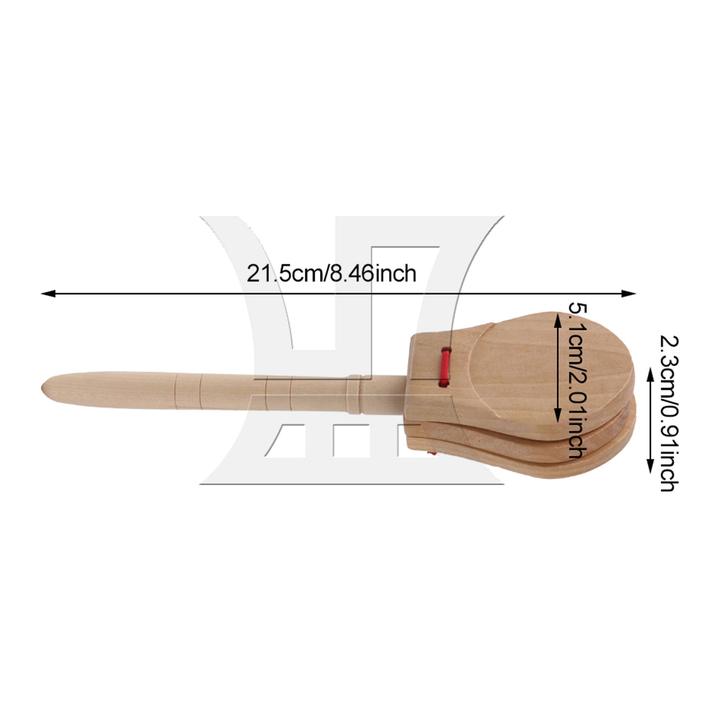 BQLZR 1Pcs Orff Percussion Instrument Children's Wooden Castanets with Handle Primary Color