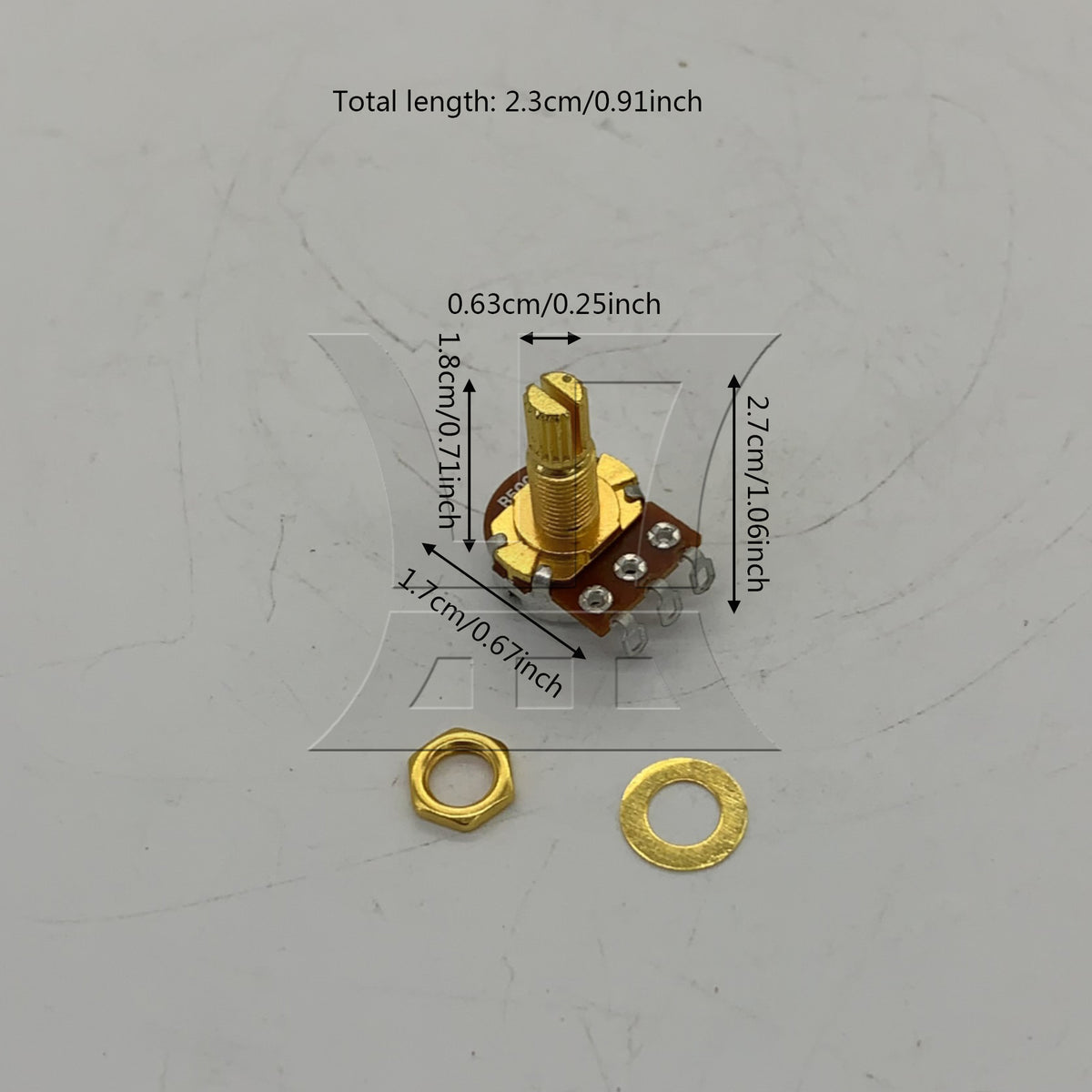 BQLZR 1pc B500K Potentiometer 18mm Long Axis Gold Electric Guitar Bass Potentiometer Tone Volume Knob